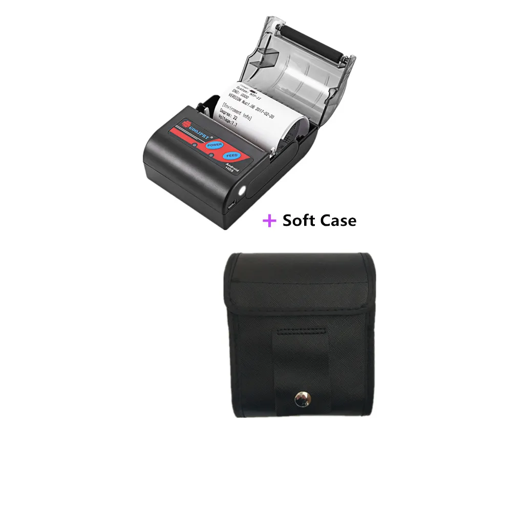 GOOJPRT 58 мм беспроводной подвижный Термопринтер для мини-чек принтер для печати чеков и счетов машина с ПУ сумка термобумага - Цвет: Add Case