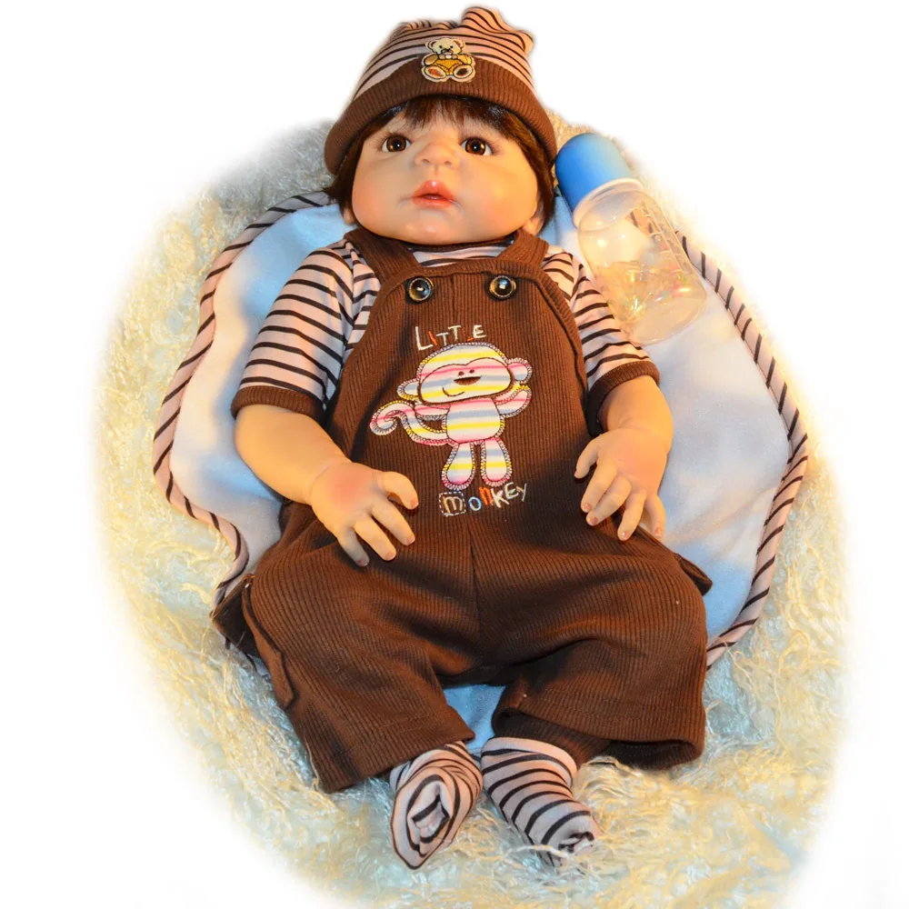 55cm Lovely Full Body Silicone  Reborn Baby Doll Toys Play House Newborn Boy Baby Birthday Gift Christmas Present Bathe Toys