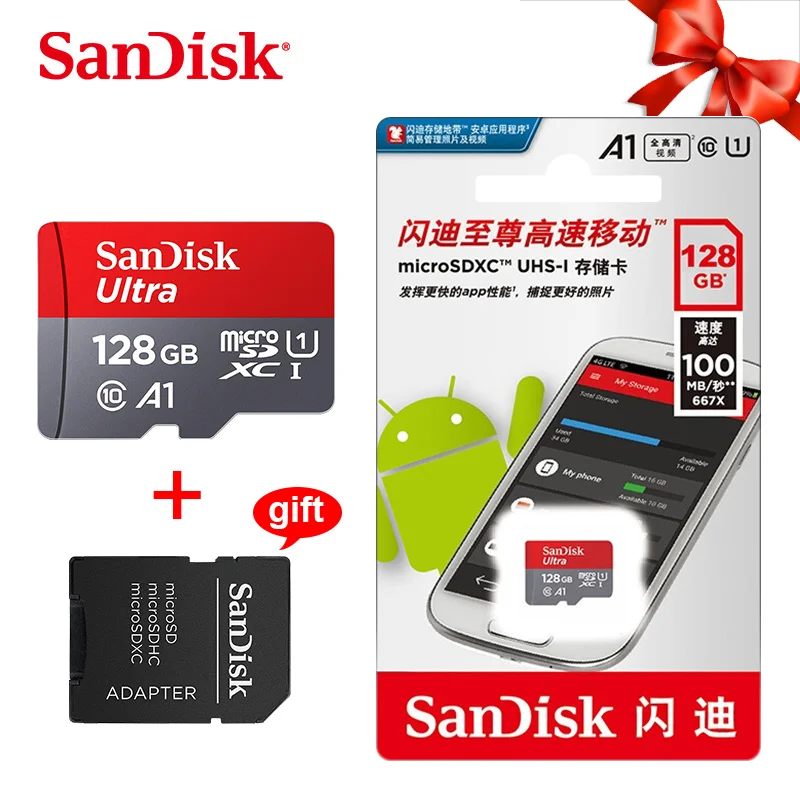Sandisk Ultra micro sd 128 Гб класс 10 16 ГБ 32 ГБ 64 Гб SDHC SDXC карта памяти TF карта памяти micro sd адаптер - Емкость: 128 ГБ