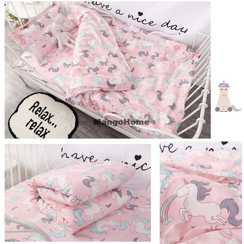 (2pcs a set) customize baby bed quilt cover and pillowcase 100% cotton kids bedding set dinosaur unicorn design baby bed linen (8)