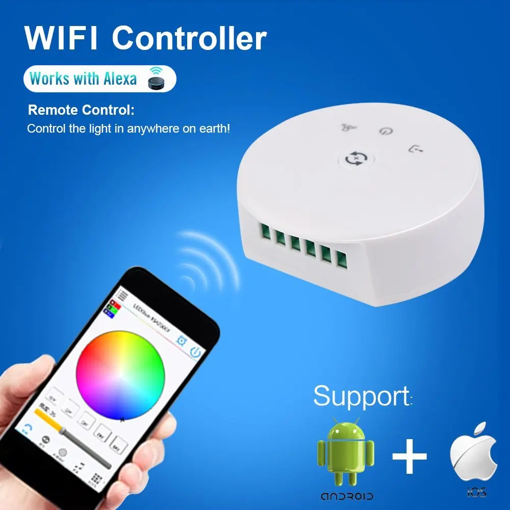 DC12V 24V Smart WIFI Controller for RGB RGBW Light Strip, Bulbs, LED Downlight Multi Function