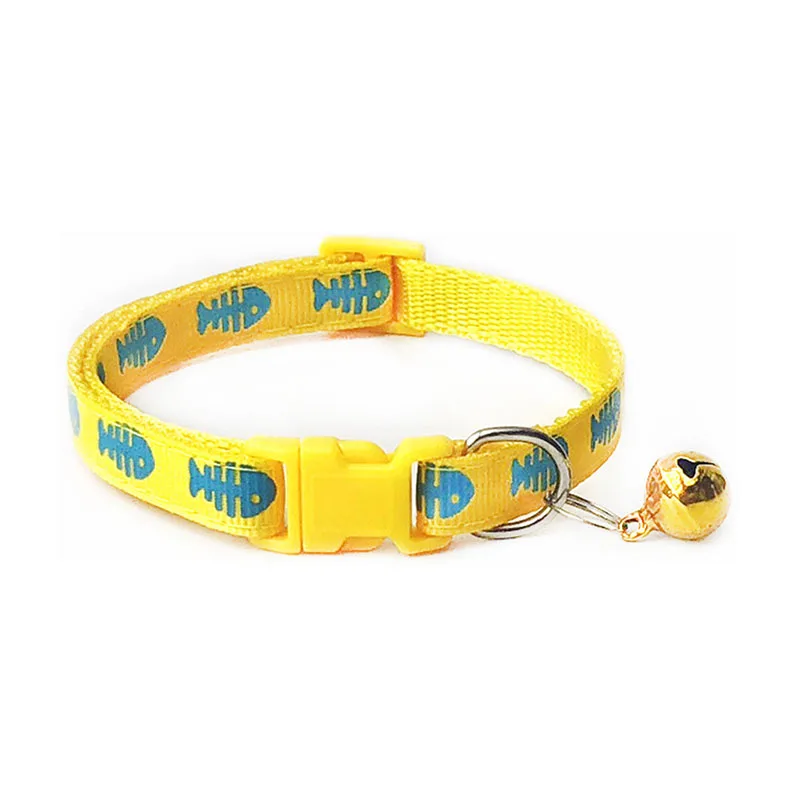 Милый мультяшный любимец ошейник для щенка регулируемое ожерелье из полиэстера милое с принтом колокольчиков кошка ожерелье ошейник для собак поставка - Цвет: C Yellow
