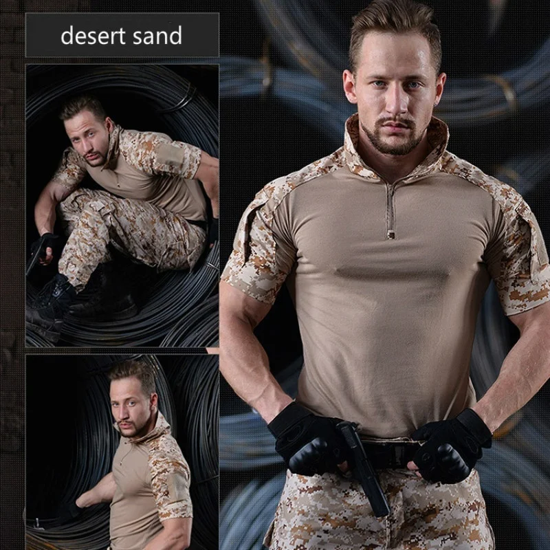 Камуфляжная тактическая рубашка в стиле милитари для мужчин с коротким рукавом солидные армейские рубашки Мультикам Униформа лягушка костюм футболки боевая одежда для мужчин