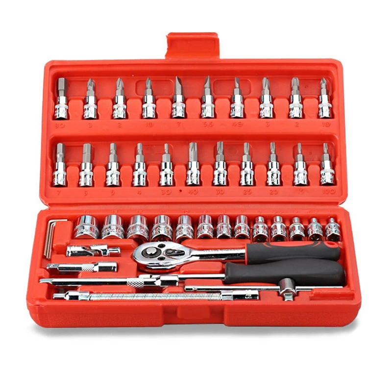

Car Repair Tool 46pcs 1/4-Inch Socket Set Car Repair Tool Ratchet Torque Wrench Combo Tool Kit Best Auto Repairing Tool Sets