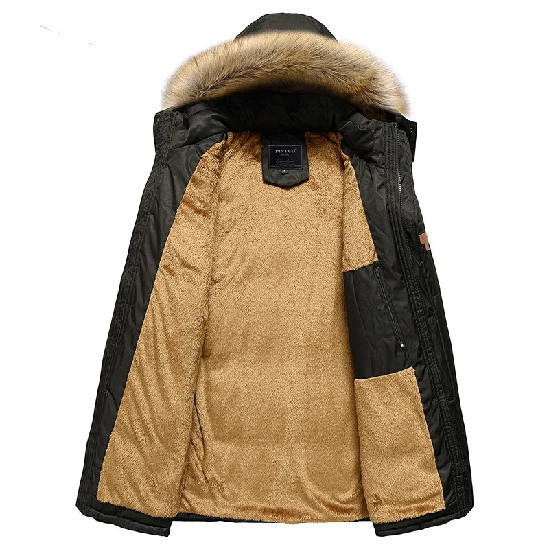 Зимняя новая куртка плюс толстый бархат теплое пальто куртки mencasual с капюшоном Хлопок parca пальто среднего возраста верхняя одежда мужская одежда