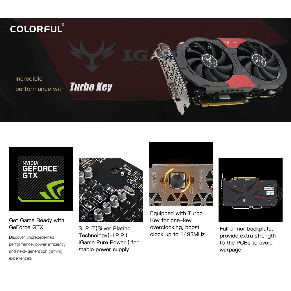 Красочные GTX 1050Ti видеокарта NVIDIA GeForce iGame 4 Гб GDDR5 128bit PCI E X16 3 0 GTX1050 Ti компьютерных игр