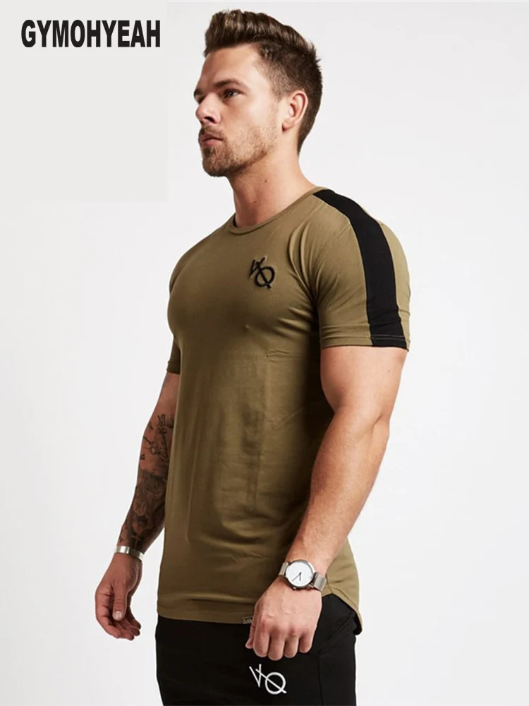 

GYMOHYEAH Brand Men Summer style T-shirts Fitness Bodybuilding Slim fit T Shirt Fashion fashionable Male Short cotton Tees tops