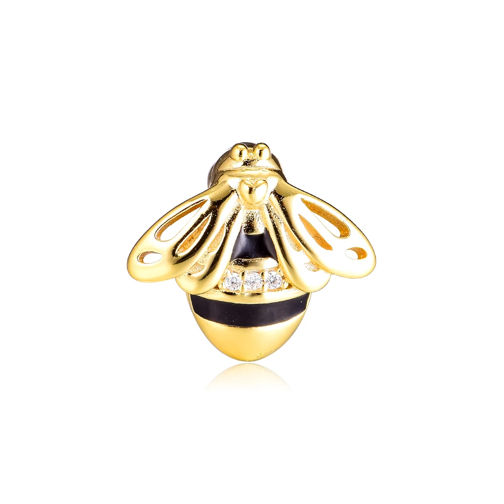 Подходит для браслетов Pandora Beads Queen Bee Shine Charms 100% 925 пробы серебряные украшения с