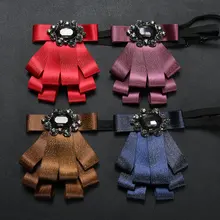 Hisuma Британский Для мужчин роскошный свадебный банкет блеск лента Кристалл Черный со стразами и бантом галстук невеста жених бабочка галстук