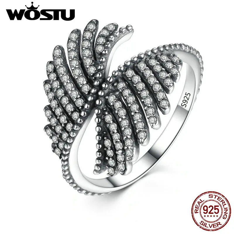 

WOSTU Luxury 100% Authentic 925 Sterling Silver Phoenix Feather Finger Rings Fashion Ring Fine Jewelry XCH7193