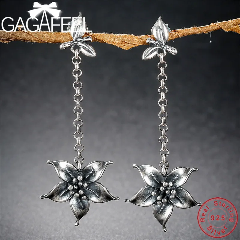 Женские серьги подвески GAGAFEEL в виде цветка из стерлингового серебра S925 пробы