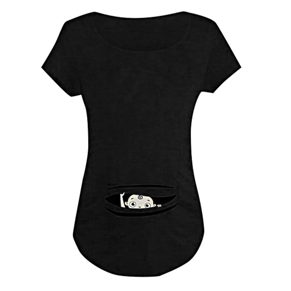 

Women Maternity Shirt Summer Cute Baby Printed Short Sleeve Pregnant Clothes black Nursing Top Maternity T-Shirt embarazada 2019