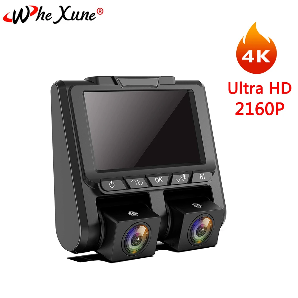 WHEXUNE 4K Novatek 3 &quotАвтомобильный видеорегистратор Full HD 1080P + внутри и снаружи