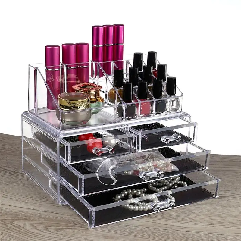 

RUIMIO Women 2017 Make up Box Tool Multifunction Acrylic 4-Drawer Style Makeup Cosmetics Jewelry Storage Box Case Rack Organizer