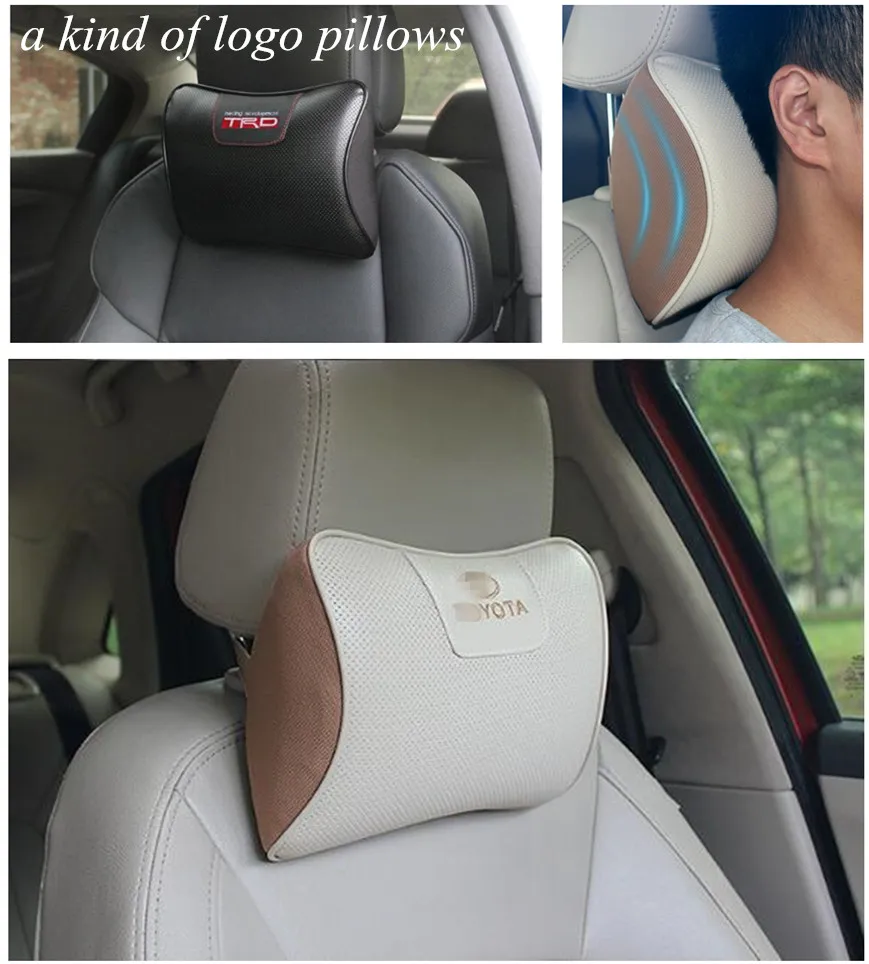 

1 PC /A kind Of Car Logo Embroidery Neck Pillow/Car memory cotton leather headrest For Toyota Peugeot Jaguar Land Rover,etc.