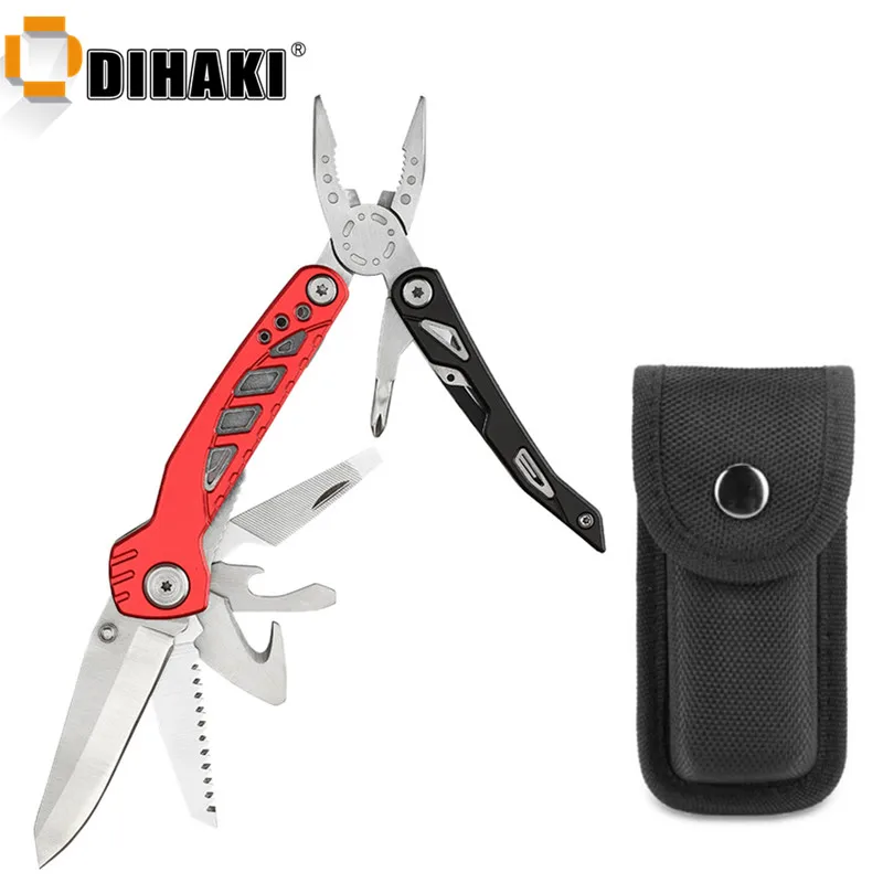 

10 in 1 Multi Tool Pliers Foldable Pliers Stainless Steel Household Multitool with Nylon Pouch Army Knife Outdoor Pocket Tool