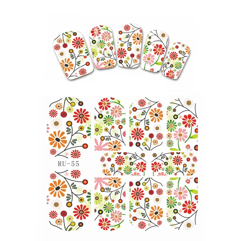 

1X Nail Sticker MOVIE STAR FLOWER DAISY BROKEN GLASS MAPLE FRUIT APPLE PET CAT RU055-060