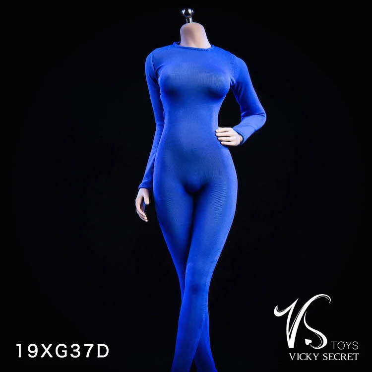 1/6 женский сексуальный Облегающий комбинезон 19XG37 с длинным рукавом, черный, белый, красный, синий, для 1" фигурок, Бесшовные тела