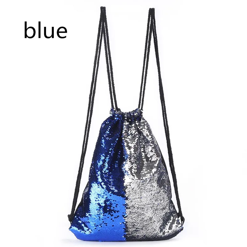 Реверсивный блеск Drawstring сумки Для женщин пайетки рюкзак на веревках путешествия спортивный школьный рюкзак