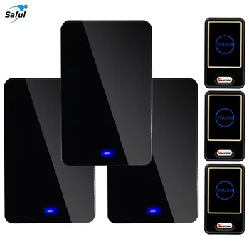 

Saful EU/AU/UK/US Long Distance Adjustable Sound Volume Wireless Doorbell support 3 Outdoor Transmitters+3 Indoor Receivers