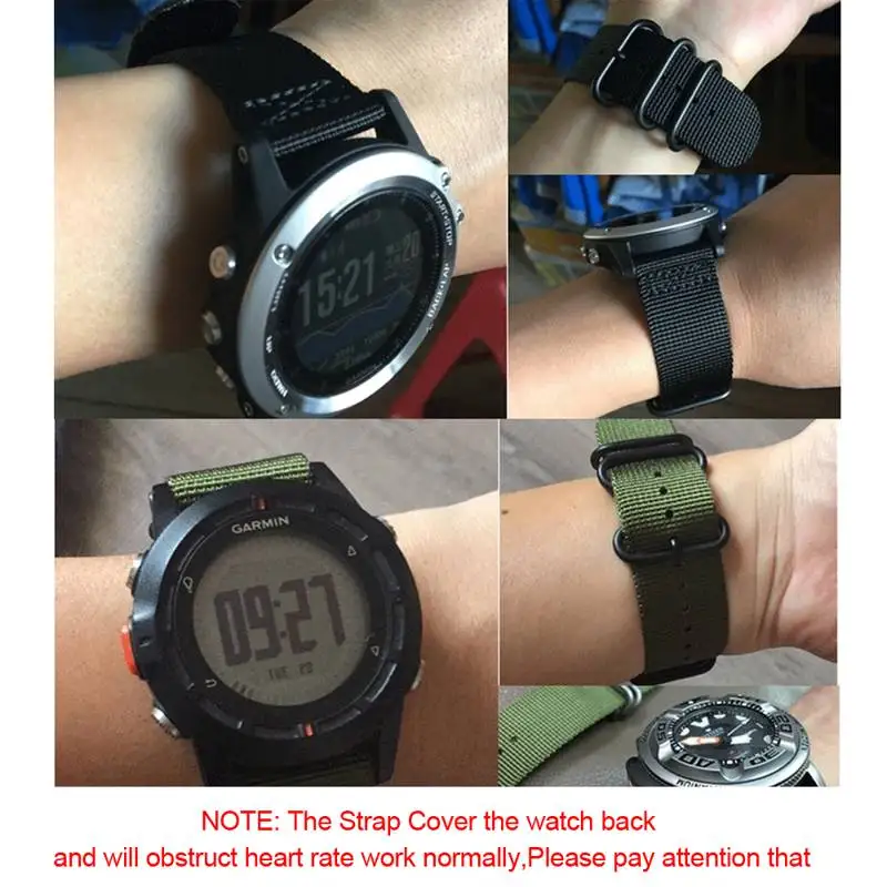 26 мм нейлоновый ремешок с 5 кольцами длинный для часов Nato Garmin Fenix 5X/Fenix 5X Plus/ 3 / HR