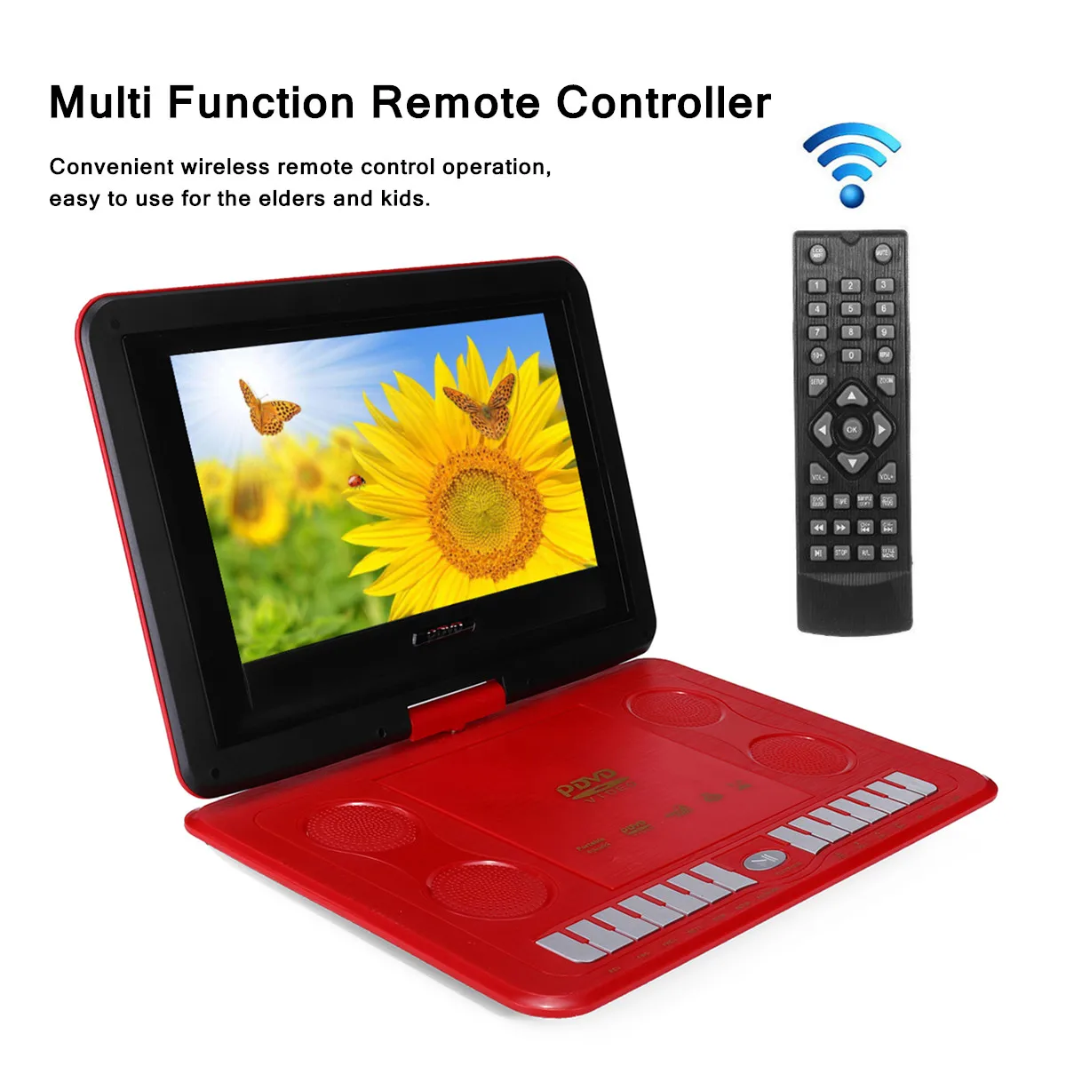 

13.8" 1800mAh Game Remote Control Portable Home Car DVD Player 270 D Screen USB SD Card TV Program Search Function Anti-shock