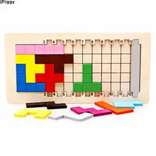 IPiggy 3D головоломка деревянная игрушка цветные Пазлы Детские игрушки Монтессори головоломка Танграм тетрис деревянная игра игрушки