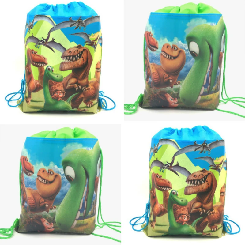 

20pcs cartoon dinosaur non-woven fabrics drawstring candy bag for kids birthday party loot bag dino gift bag