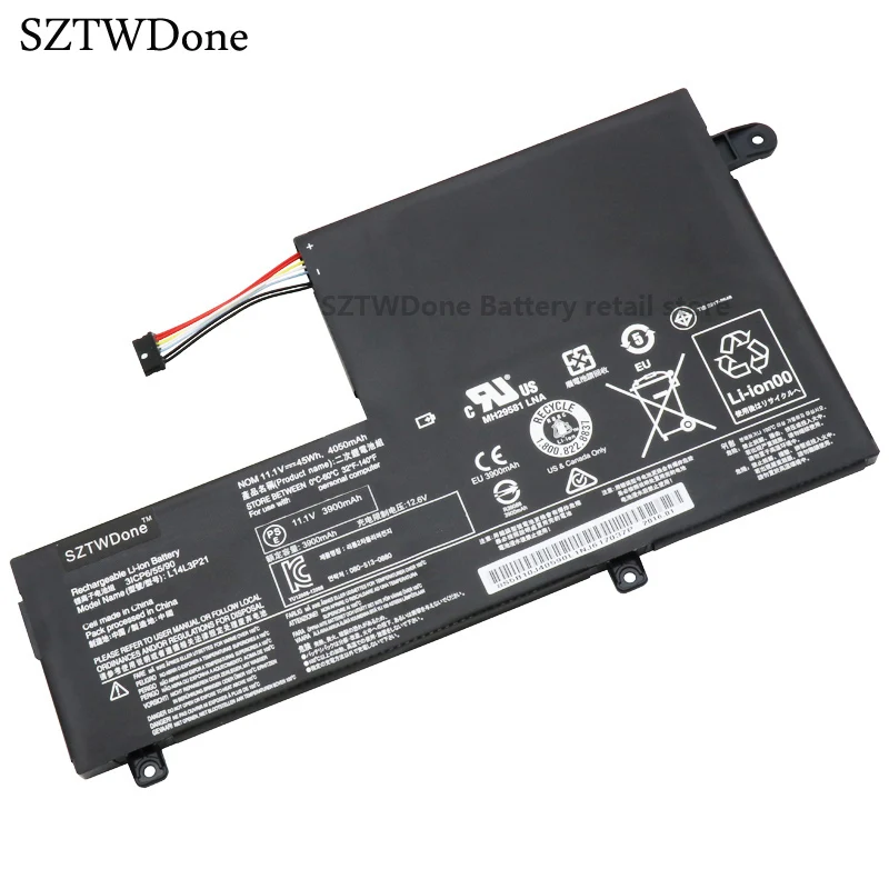 Аккумулятор SZTWDone L14M3P21 для ноутбука Lenovo M51 80 Flex 3 1470 1570 4 Yoga 500 15 ISK Edge 2 1580 L14L3P21|laptop battery