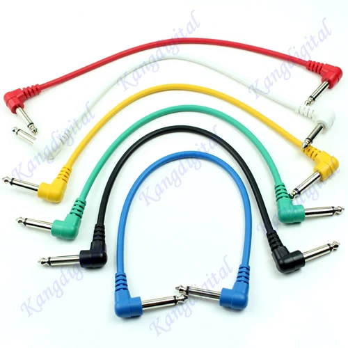

1 Set 6 Pack Angled Plug Leads Patch Cables For Guitar Pedal Effect Color Coded