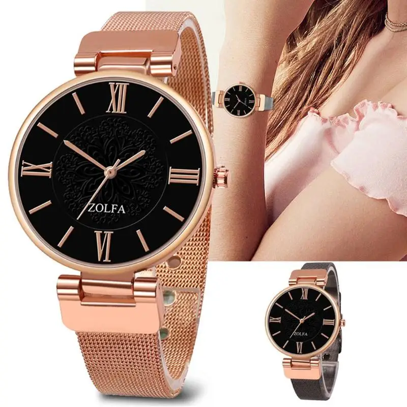 casual quartz stainless steel band marble strap watch analog wrist watch