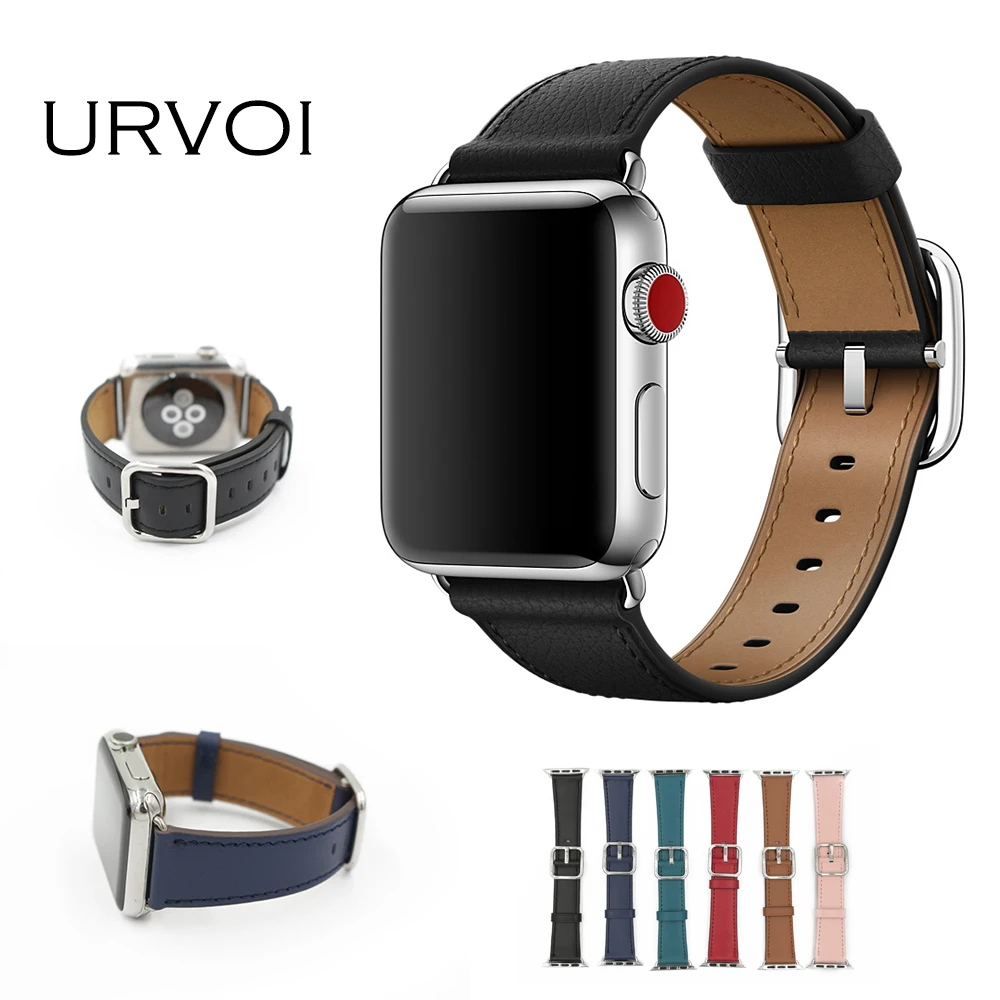 URVOI классический ремешок с пряжкой для apple watch series 4 3 2 1 телячья кожа iwatch квадратной