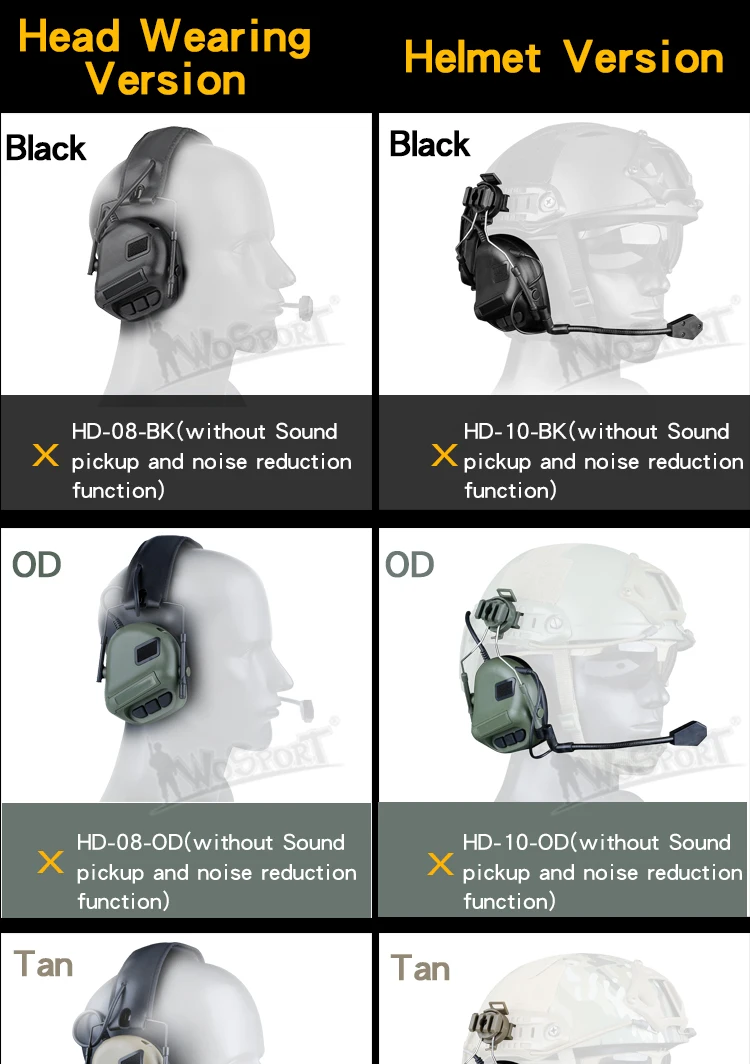 Tactical Communication Headset Outdoor Shooting Airsoft CS Headphone Head Wearing Version & Helmet Version Headphones
