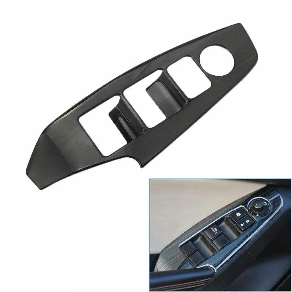 Barbacoa @ FUKA negro titanio puerta del coche ventana elevador ajuste botón cubierta ajuste para Mazda 3 Axela 2017 interior del coche partes de palo