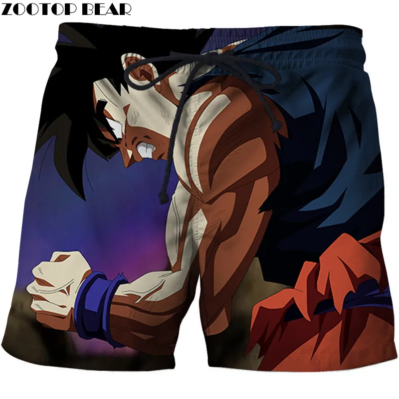Модные Для мужчин короткие летние пляжные DragonBall Goku мужские повседневные пляжные шорты дышащая быстросохнущая 3D Принт купальник в стиле