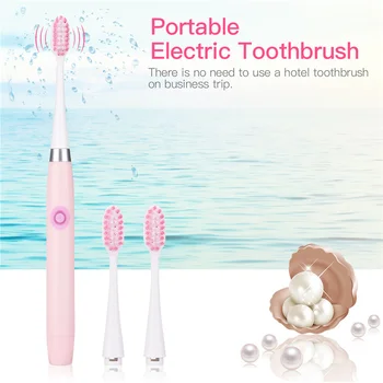 

Portable Electric Children Toothbrush Battery Sonic Wave Clean Whiten Teeth Clean Plaque Remover with 2 Replacement Brush Heads