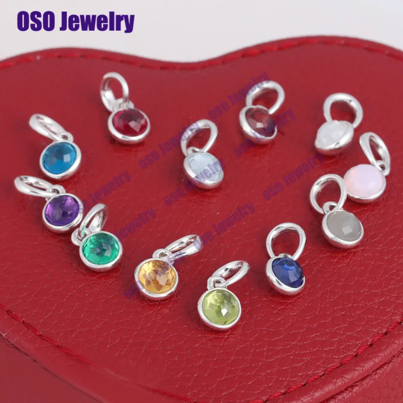 

925 sterling silver Birthstone Charm Beads Fit European Woman bracelets Jewelry DIY for women Fashion Jewelry