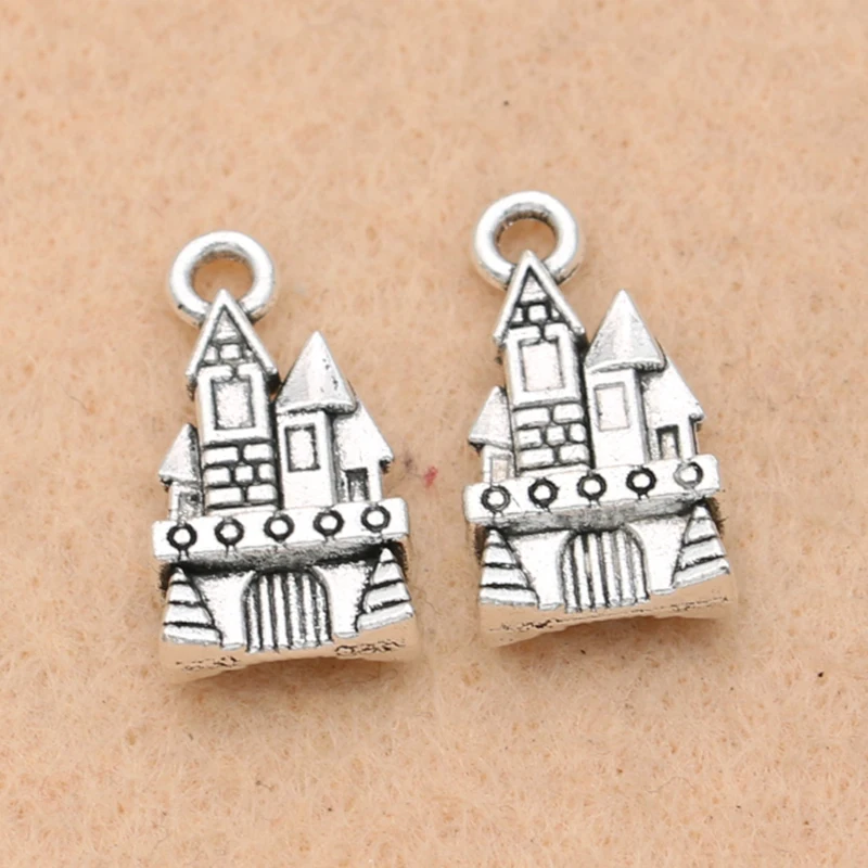 10pcs Antique Silver Plated Castle Charms Pendants Jewelry Diy Jewelry