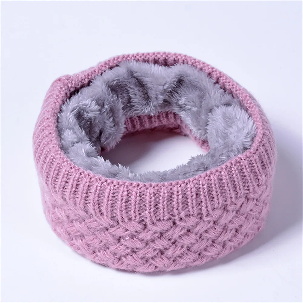 Снуд Зимний шарф-кольцо для женщин мужской утолщенный шерстяной воротник шарф для мальчика шерстяной бархатный воротник шарфы-снуды теплый удобный шейный шарф - Цвет: Розовый