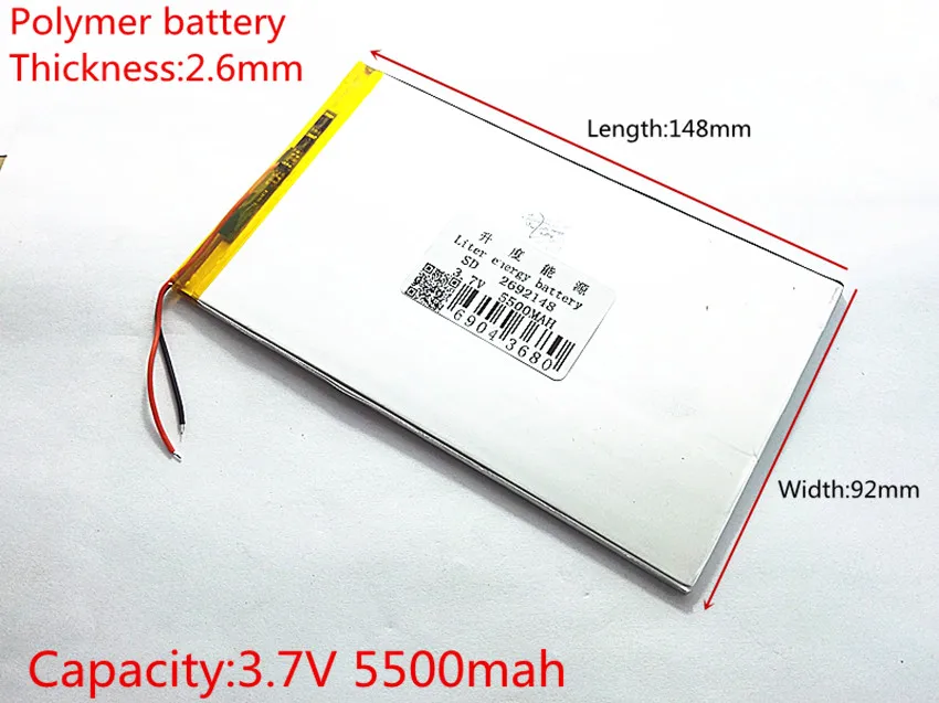 Большая емкость, 3,7 в, батарея для планшета, 5500 мА/ч, каждый бренд, планшет, универсальная перезаряжаемая литиевая батарея 2692148