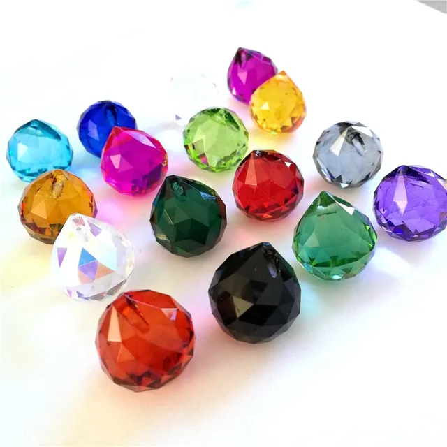 12pcs Multi Color 30mm Natural Crystal Ball Prisms Chandelier 12pcs Multi Color 30mm Natural Crystal Ball Prisms Chandelier Drops Wedding Decoration Pendant