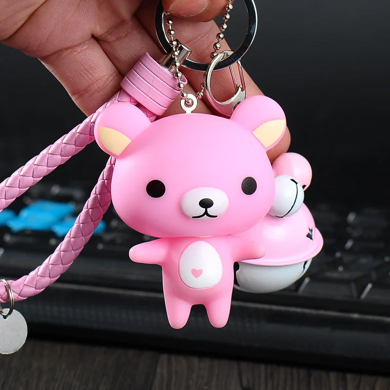 Rilakkuma с симпатичными машинками колокол брелок мультфильм легкий медведь