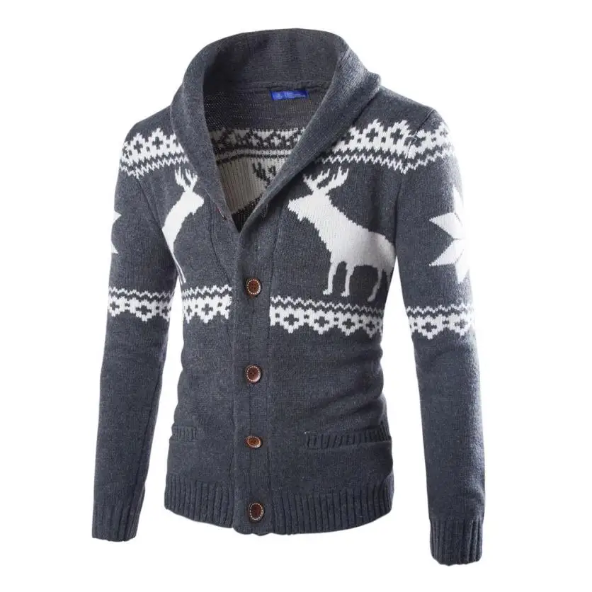 

JAYCOSIN Men's Winter Christmas Cardigan Xmas Knitwear Coat Jacket Sweatshirt Animal Standard Single Breasted Long Sleeves z0807