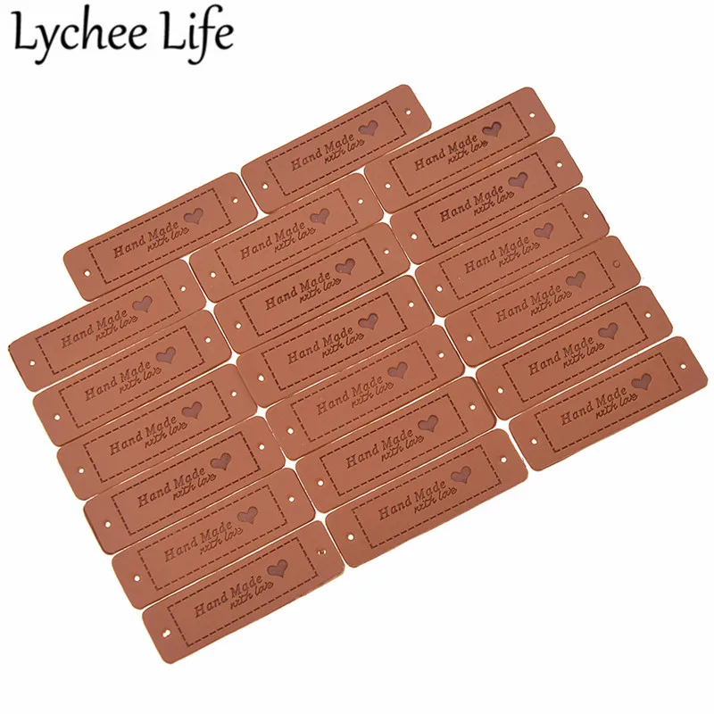 Lychee Life кожаные этикетки ручной работы 20 шт. этикетки с буквенным принтом DIY Одежда швейная ткань моющиеся принадлежности аксессуары