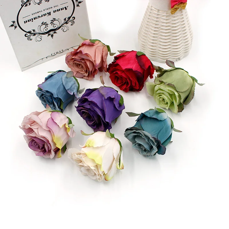 

5pcs silk artificial rose wedding decor vivid real touch holiday party home decoration DIY scrapbook fake flowers