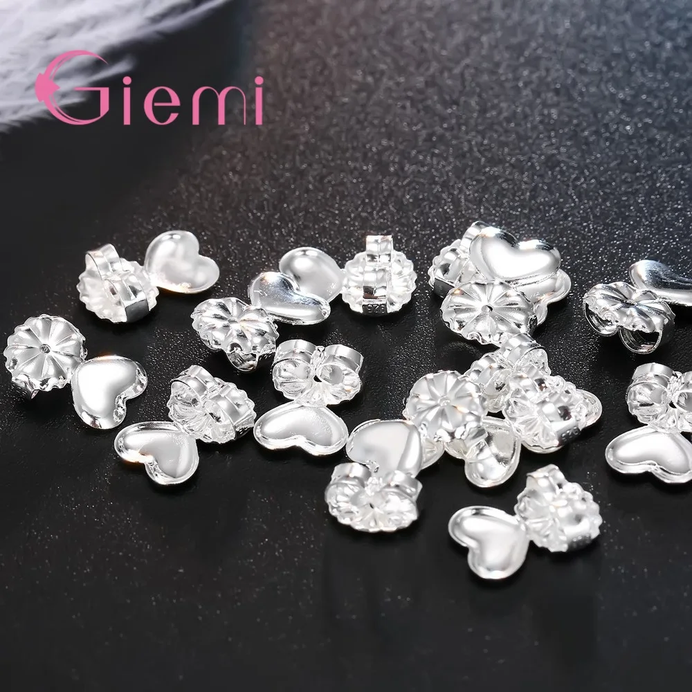 

GIEMI Earring Backs Support Earring Lifts Fits all Post Earrings Ahthentic 925 Sterling Silver Jewelry Accessories 50PCS/25Pair