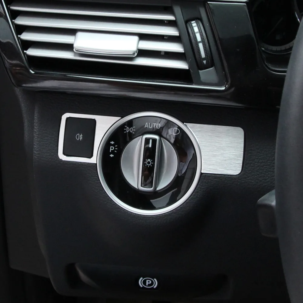 Brushed Aluminium Headlight Switch Frame Trim for BENZ W212 W218 W166 2012-2015