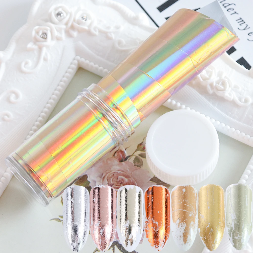 

1pcs Holographic Starry Nail Foil Laser Matte Silver Nail Art Transfer Sticker Rolls 100*4cm Manicure Decor Slider Decals LA1001