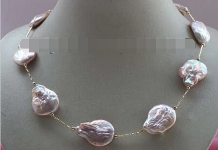 

0002372 Natural Purple Baroque Reborn keshi Pearl Necklace Chain 14KGP