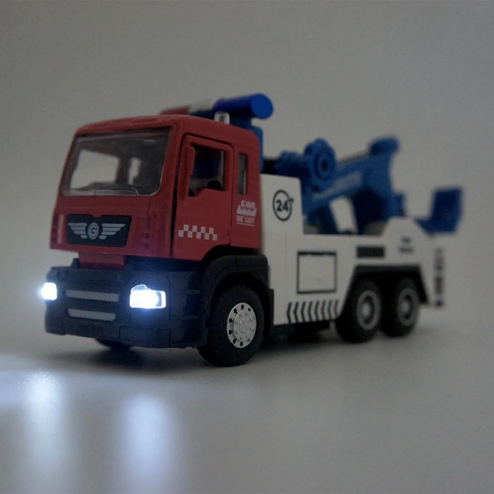 Goedkoop Legering Tow Truck Set #5009 1 (1 Truck Plus 1 Kleinere Auto) gegoten Auto Hoofd Autolichten   Geluid Functie Speelgoed